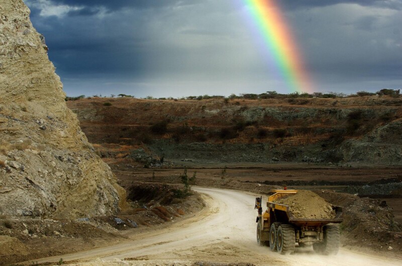 Truck transporting ore at the Williamson open pit mine in Tanzania 1